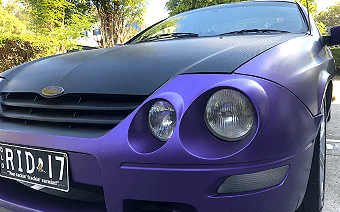 Purple Black  Race Car Vehicle Wrap Stick It Signs The Wrap Booth Gold Coast